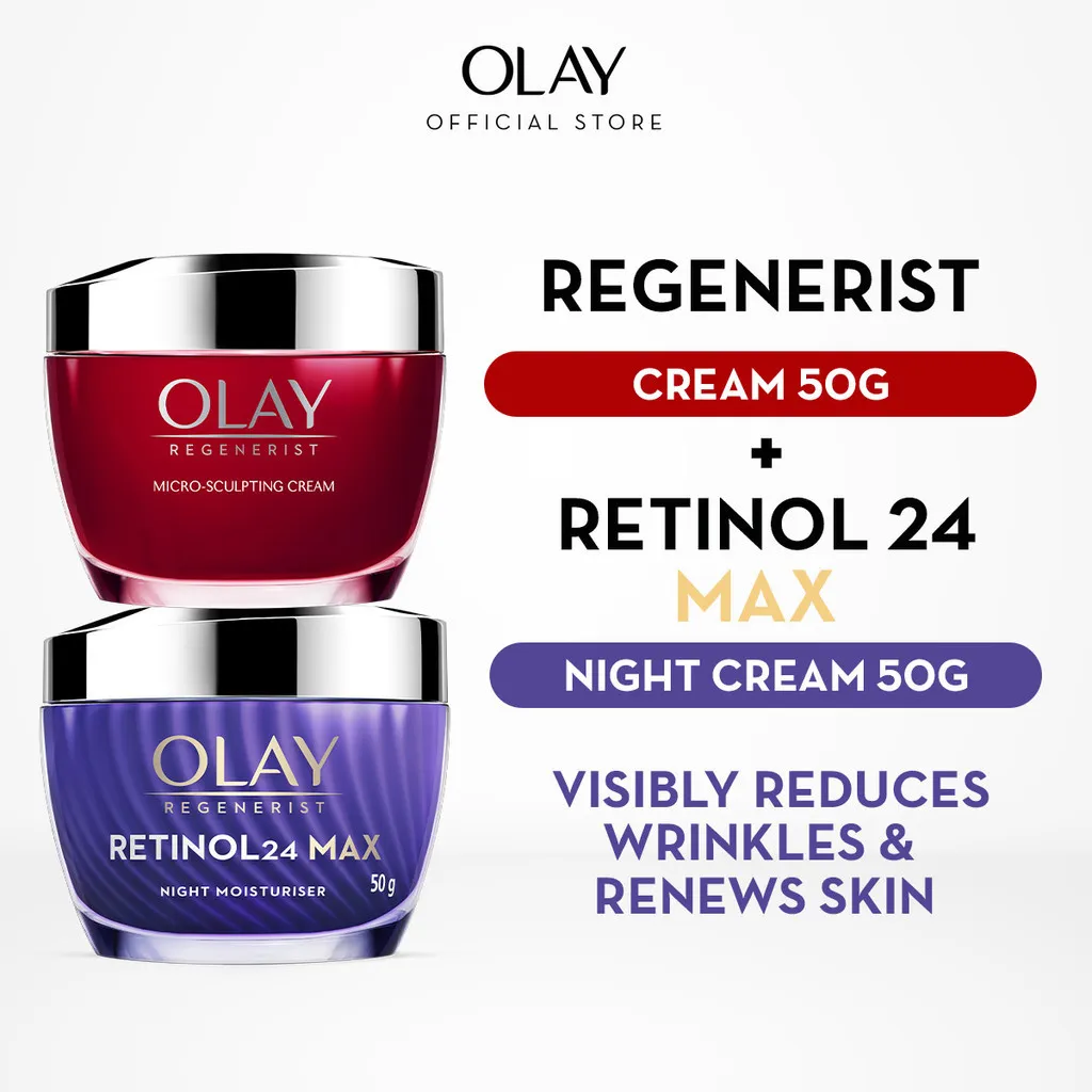 Olay Regenerist Niacinamide Day Cream Skincare Antiaging 50g + Olay Regenerist Retinol 24 MAX Night Cream Skincare Antiaging 50g