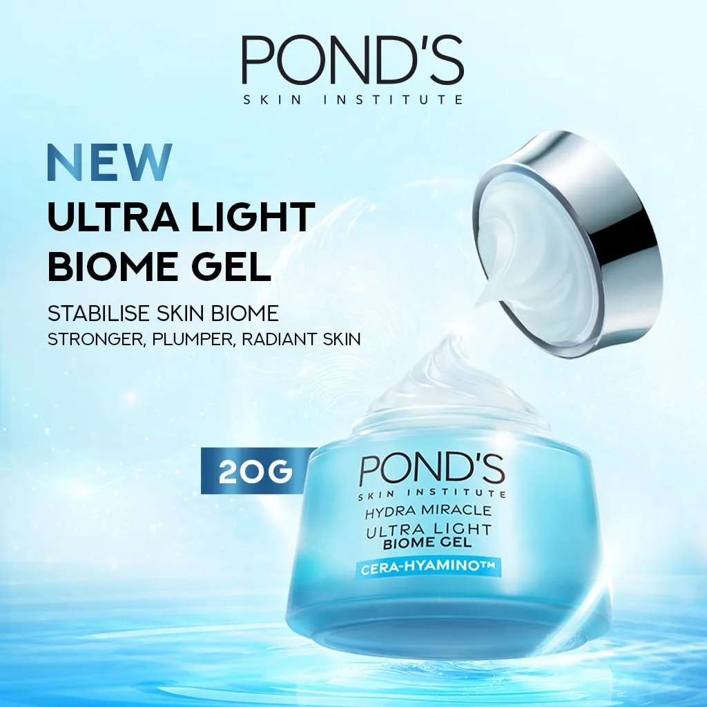PONDS HYDRA MIRACLE ULTRA LIGHT BIOME GEL - HYDRATING MOISTURIZER GEL 20GR