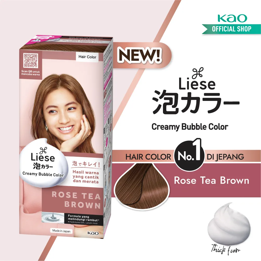 Liese Creamy Bubble Hair Color Cat Pewarna Rambut Rose Tea Brown