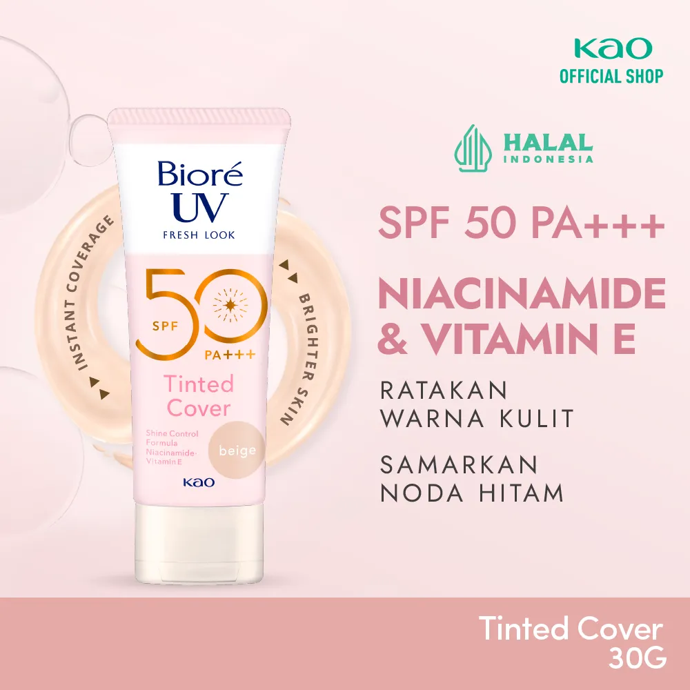 Biore UV Fresh Look Sunscreen Tinted Cover BeigeSPF 50 PA+++ 30 gr Tinted Sunscreen