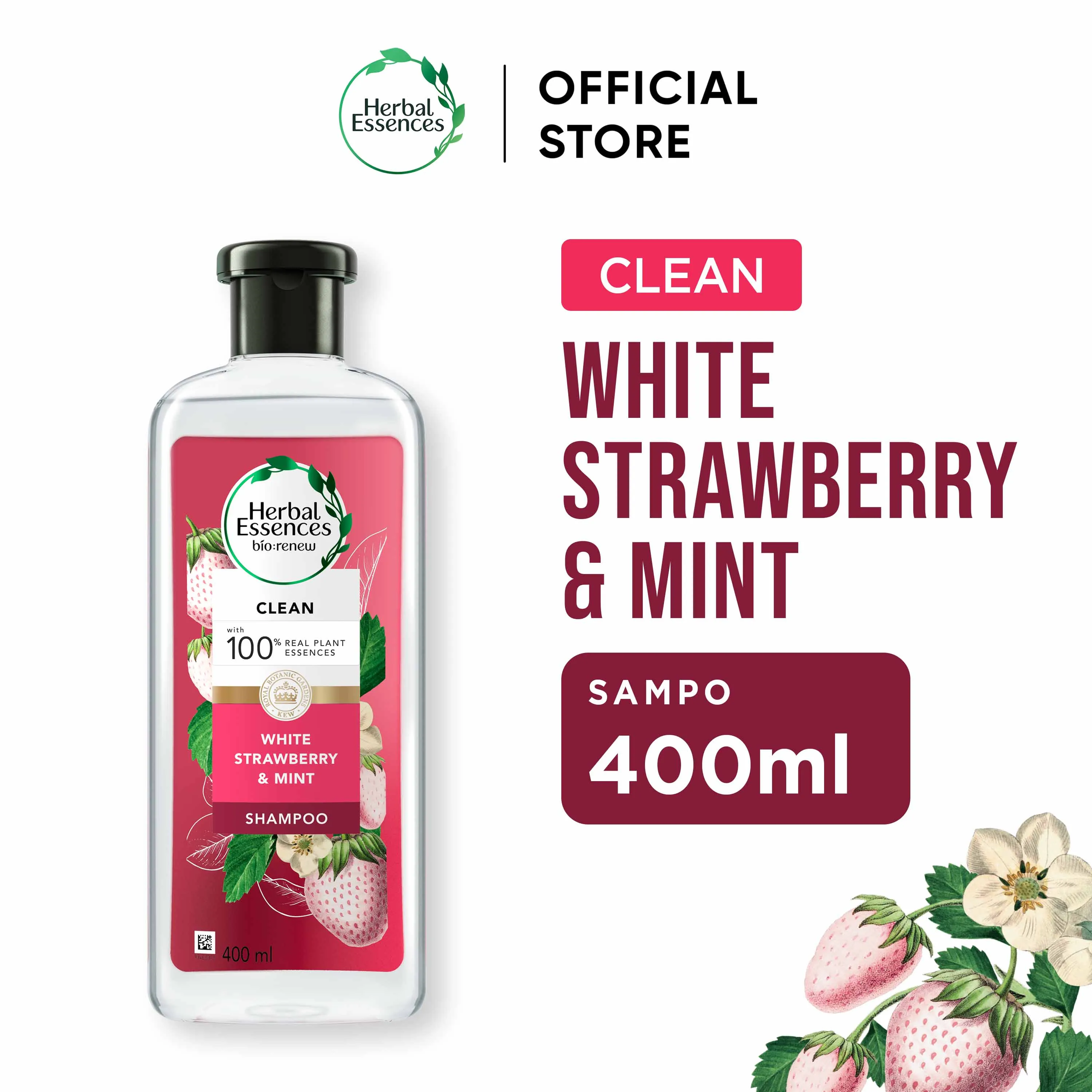 Herbal Essences Sampo Clean White Strawberry & Sweet Mint Perawatan Rambut 400ml / Herbal Essences Shampoo