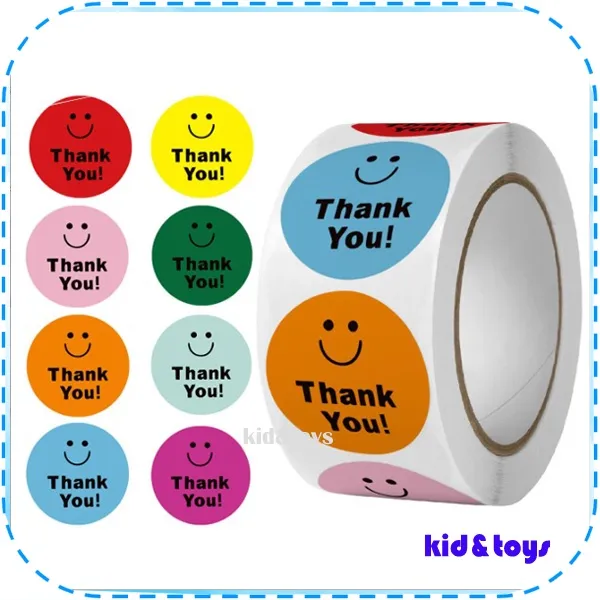 1 Roll Isi 500 Stiker Label Stiker Thank You Stiker Emoticon Imo Sticker Hias