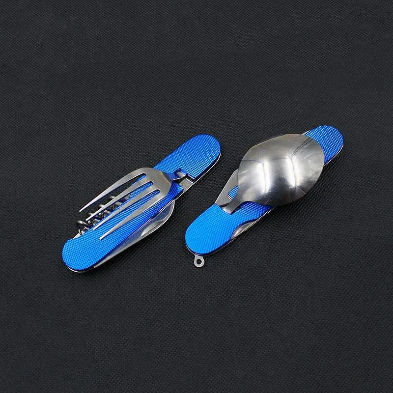 Outdoor Indonesia - 000219 - Sendok Garpu Pisau Military Camping Tools Pocket Knife EDC Multifungsi 6 in 1