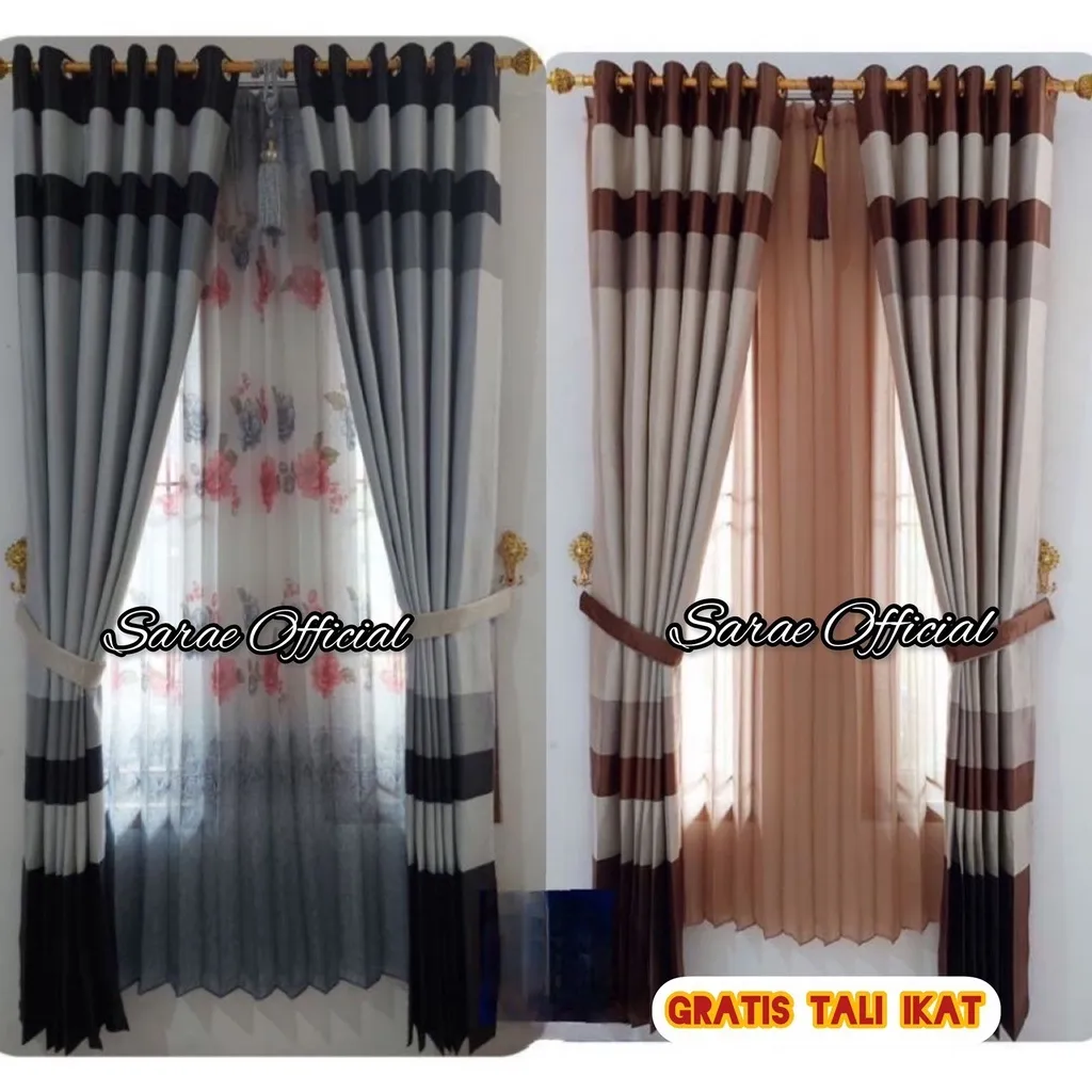 SARAE OFFICIAL - Gorden Minimalis Rainbow - Gorden Jendela - Gorden Pintu Free Hooklumba & Tali Ikat