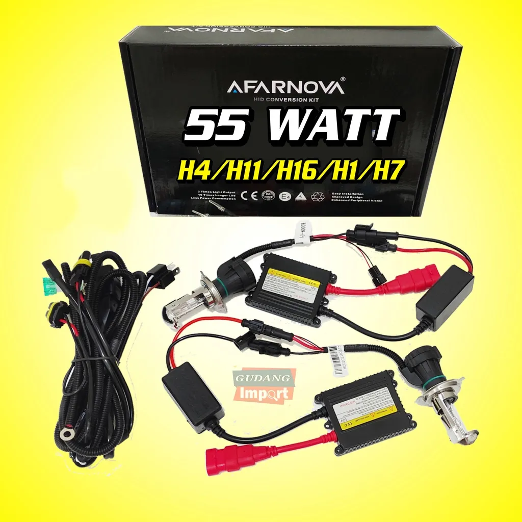 LAMPU HID MOBIL H4 H7 H1 H11 HB3 9005 HB4 9006 55 WATT 6000K