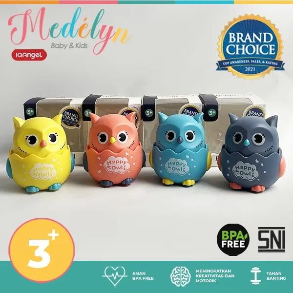 IQ Angel Happy Owl Toys | Mainan Hewan Binatang Burung Hantu Tekan Jalan Tanpa Batre