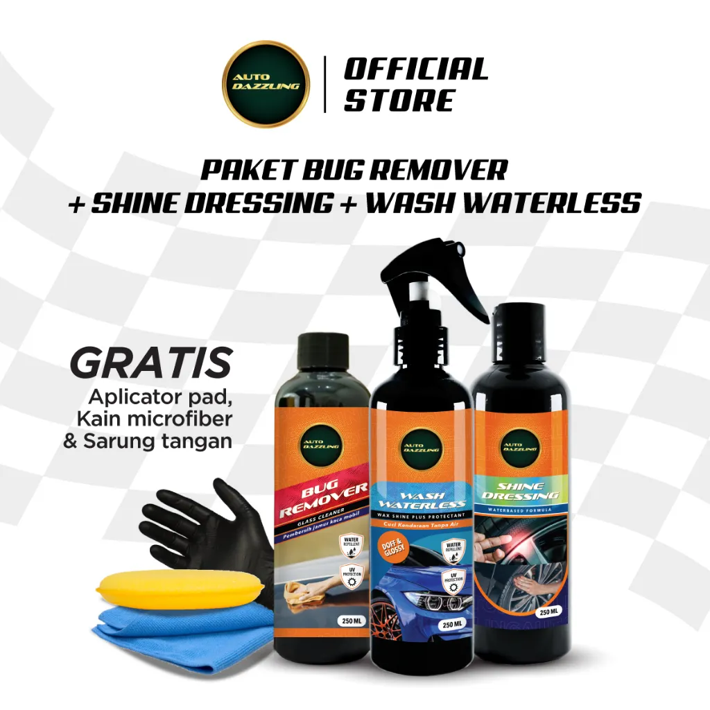 Auto Dazzling Paket Lengkap Cairan Penghilang Jamur Kaca Dan Pembersih Body Mobil Bonus Semir Ban Premium Terlaris