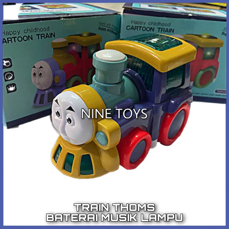 MAINAN KERETA THOM LOKOMOTIF TRAIN MUSIK LAMPU EDUKASI ANAK MAINAN KERETA LOKO WARNA RANDOM