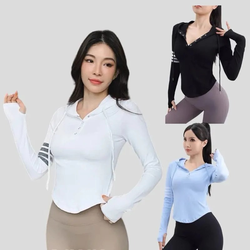 Atasan Baju Hoodie Wanita Olahraga  Senam Zumba Kaos Jogging (KD-LIS)