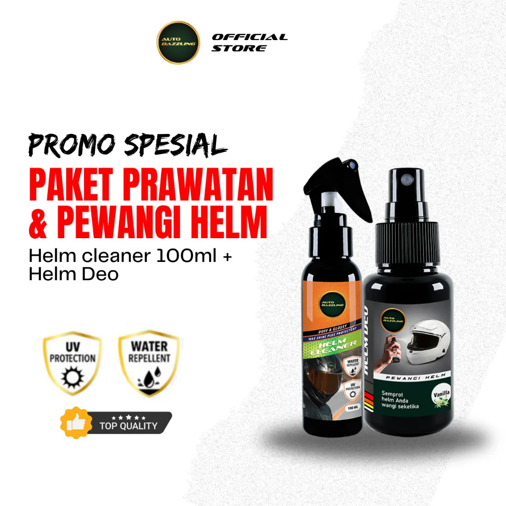 Auto Dazzling Paket Bundling Helm Cleaner Pembersih Pengkilap Kaca Visor dengan Parfume Helm Deo
