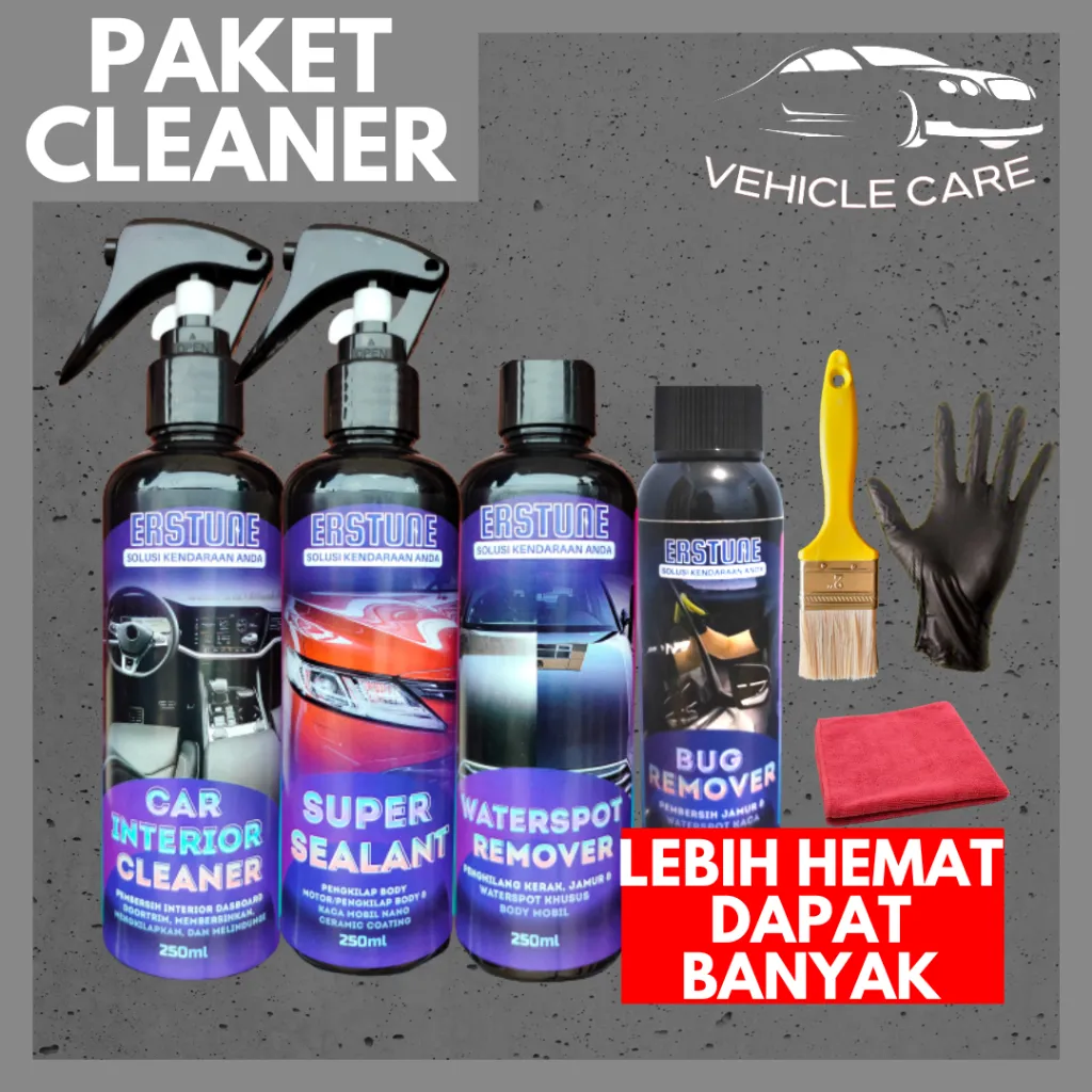 Paket Perawatan Pembersih Pengkilap Penghilang Jamur Kaca Interior Cleaner Dashboard Jok Body Mobil