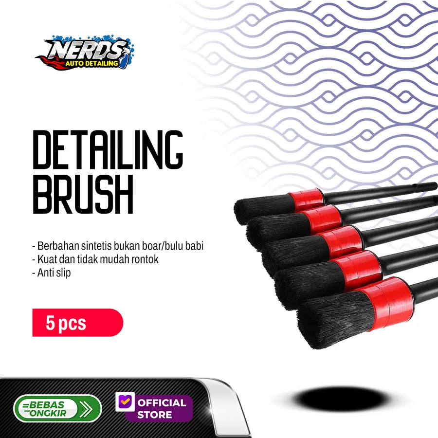 Nerds Auto Detailing - Set Detailing Brush Kuas Pembersih Detailing isi 5 pcs