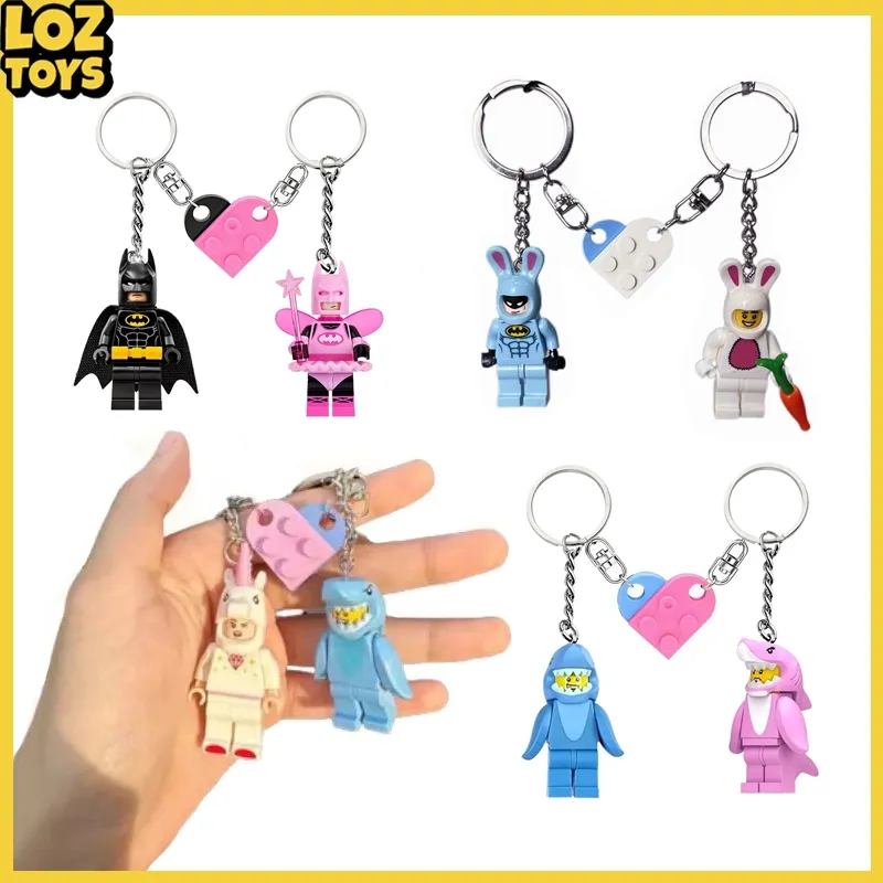 LOZTOYS 2 Pcs Couple Marvel Keychain Minifigure Fairy Batman & Batman / Gantungan Kunci Couple Lucu