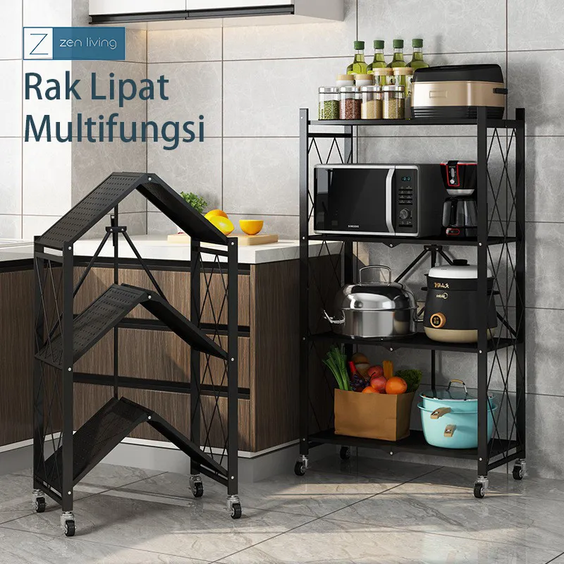 ZEN - Rak Dapur Multifungsi tanpa Instalasi Rak Penyimpanan Rak LIPAT Rak Dapur susun serbaguna