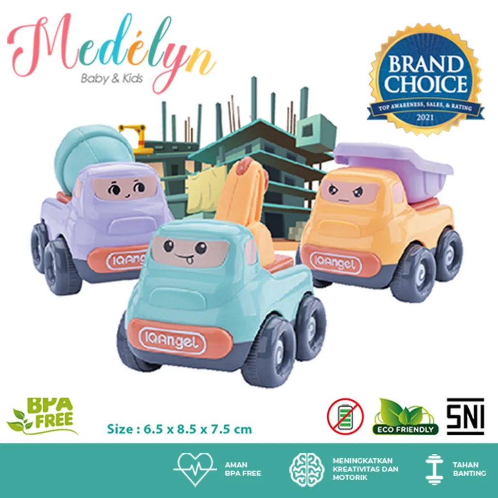 IQ ANGEL Construction Truck Toys / Mainan Mobil Truk Anak Lucu /  Mobil Mainan Anak Motorik Inersia
