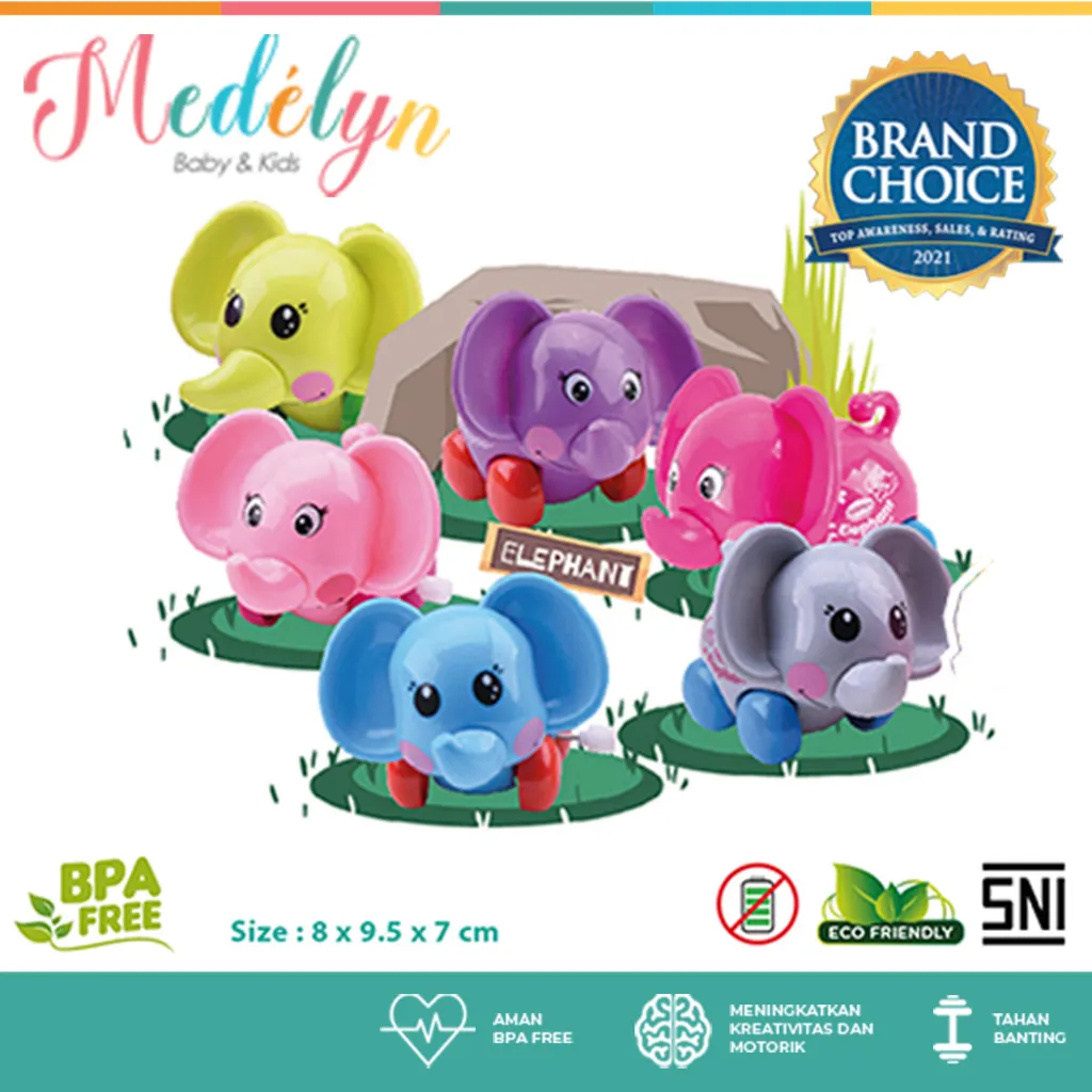 IQ ANGEL Elephant Toys / Mainan Hewan GAJAH Bergerak/ Mainan Binatang Putar Berjalan Tanpa Baterai