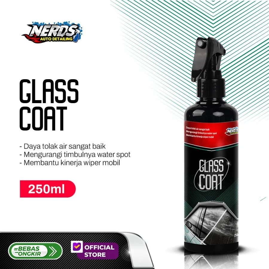 Nerds Auto Detailing - Glass Coat Pelapis kaca anti air/water repellent/efek daun talas 250ml