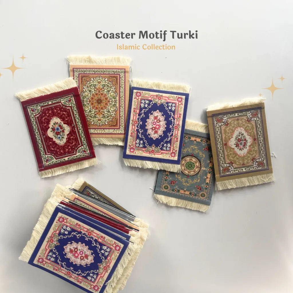 IC - Coaster Tatakan Gelas Cangkir Aesthetic Motif Turki Souvenir Properti Foto Serap Air Anti Slip
