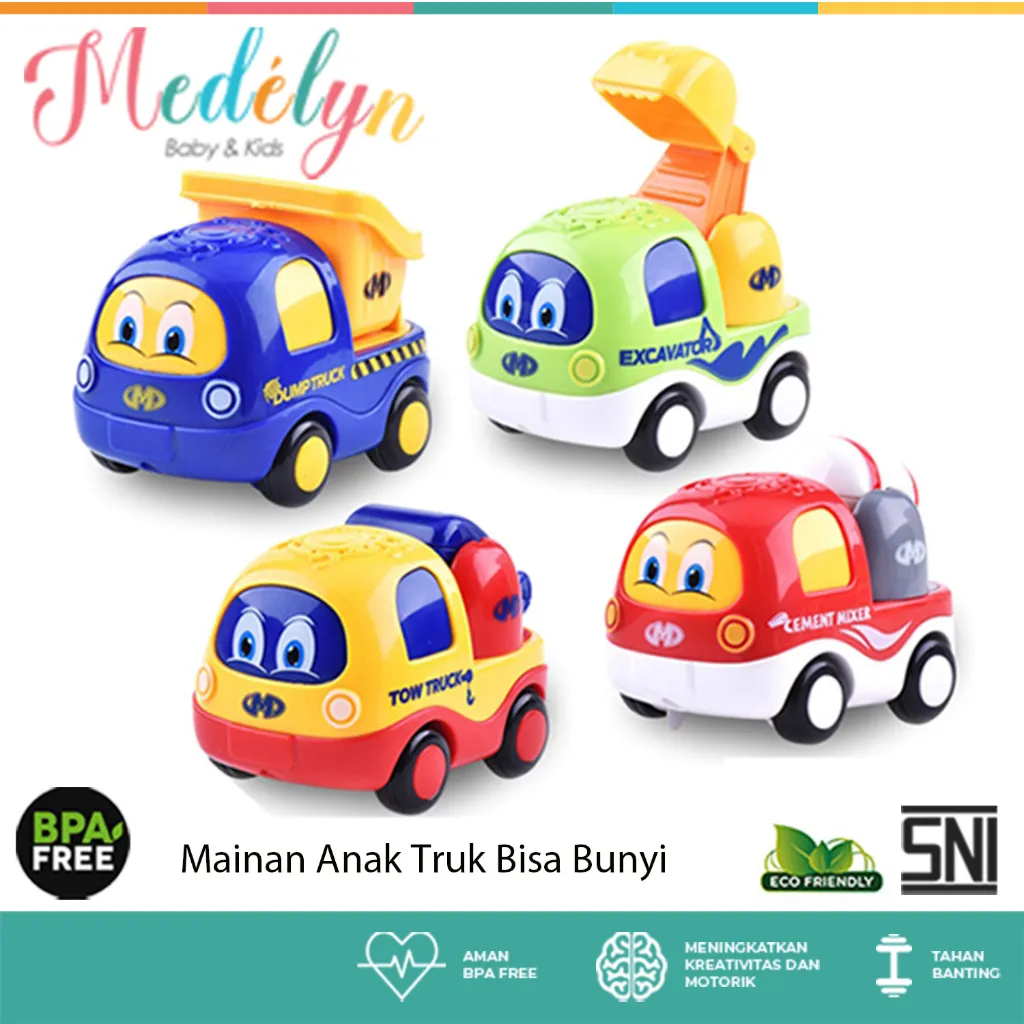 [Free Baterai] IQ ANGEL Sound Construction Truck Toys / Mainan Mobil Mobilan Truk Bunyi Suara