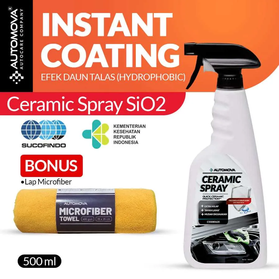 AUTOMOVA - Nano Ceramic Spray Coating Pengkilap Semi Coating Mobil Kilap Efek Daun Talas SiO2