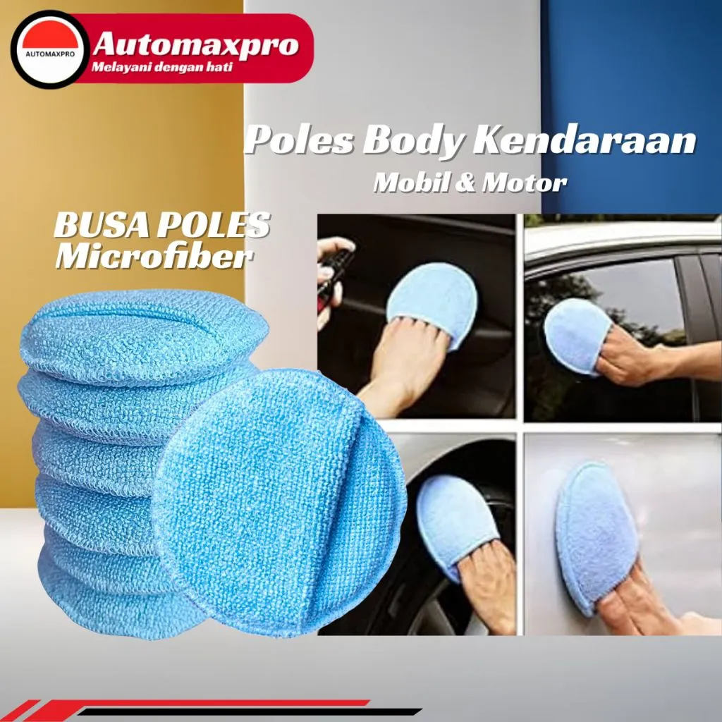Automaxpro Busa Poles Microfiber Pad Aplikator Wax Coating Mobil Motor Detailing
