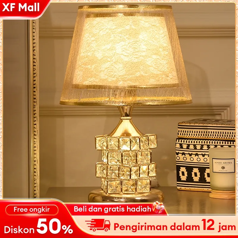 [Garansi 10 tahun ] Crystal Desk Lampu Tidur Aesthetic Lampu Meja Tidur Mewah Kristal Modern Lampu Meja Kristal Dekorasi Penerang Estetik Bedroom Table Lamp Side Table Modern Luxury Lamp