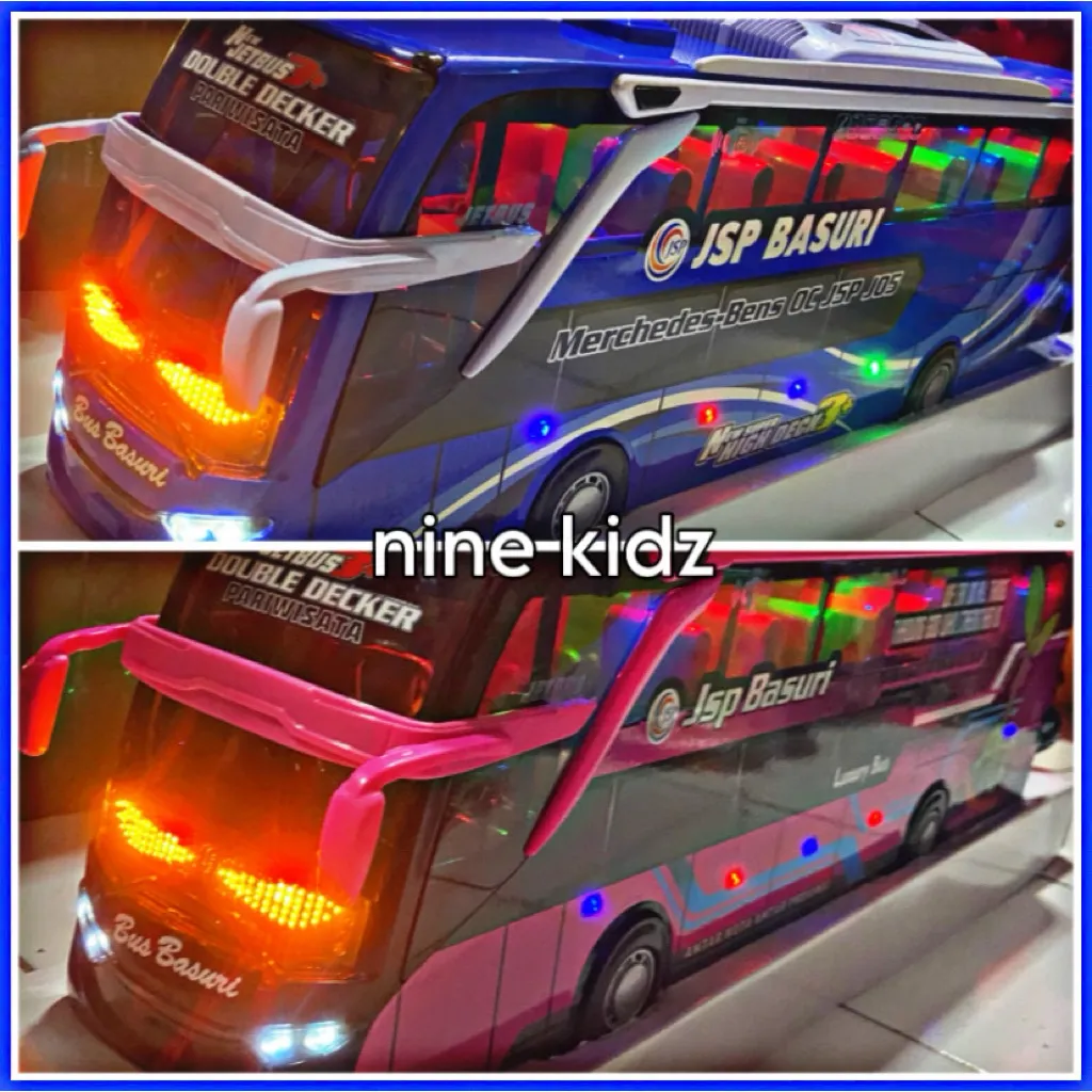 NEW MODEL BUS BASURI JUMBO DOUBLE DECKER MAINAN BUS BASURI BESAR MAINAN JUMBO BUS TELOLET BASURI FULL LAMPU DAN LAGU JETBUS BUS MANIA
