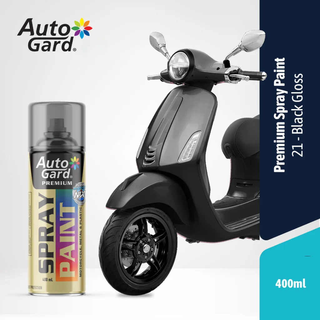 AutoGard AG-21 Black Hitam Cat Semprot Premium Motor Mobil Sepeda Helm Rumah Serbaguna Vas Pot Graffiti Tembok Kayu Aluminium Besi