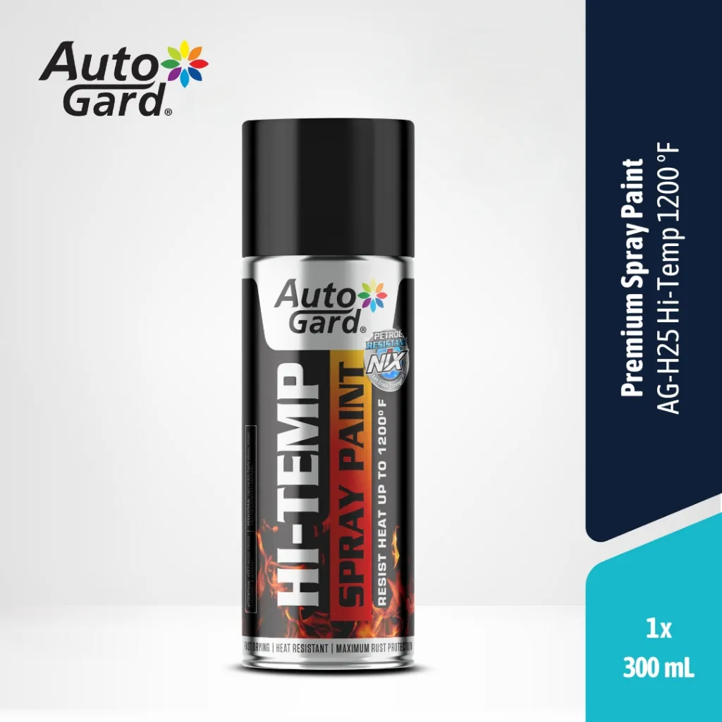 AutoGard AG-H25  Hi-Temp Hitam Black Cat Semprot Premium Tahan Panas 1200 °F Untuk Blok Mesin Knalpot Motor Mobil