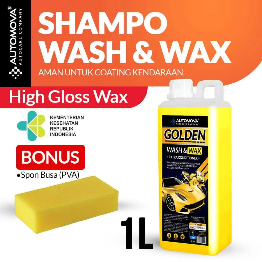 AUTOMOVA - Shampo Mobil Motor Wash & Wax Ekstra Kilap (1 Liter) / GOLD1L - SPONS