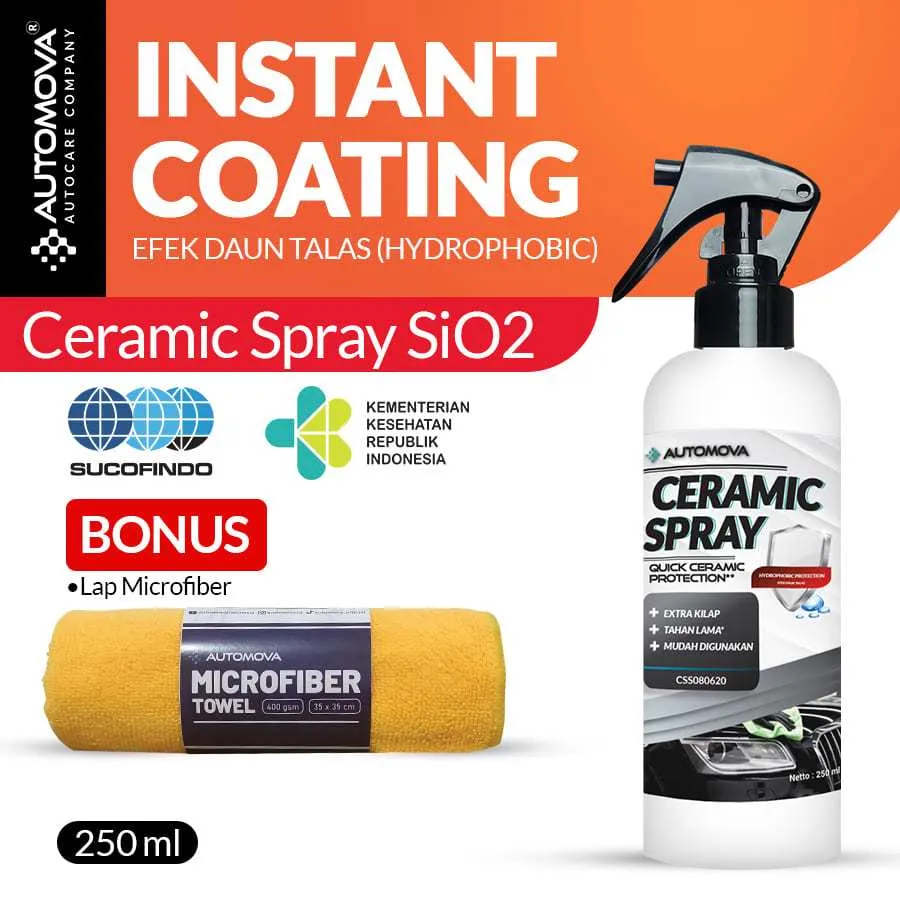 AUTOMOVA - Ceramic Spray Nano Coating Pengkilap Semi Coating Mobil Motor Kilap Efek Daun Talas SiO2 / CS250 - LAP
