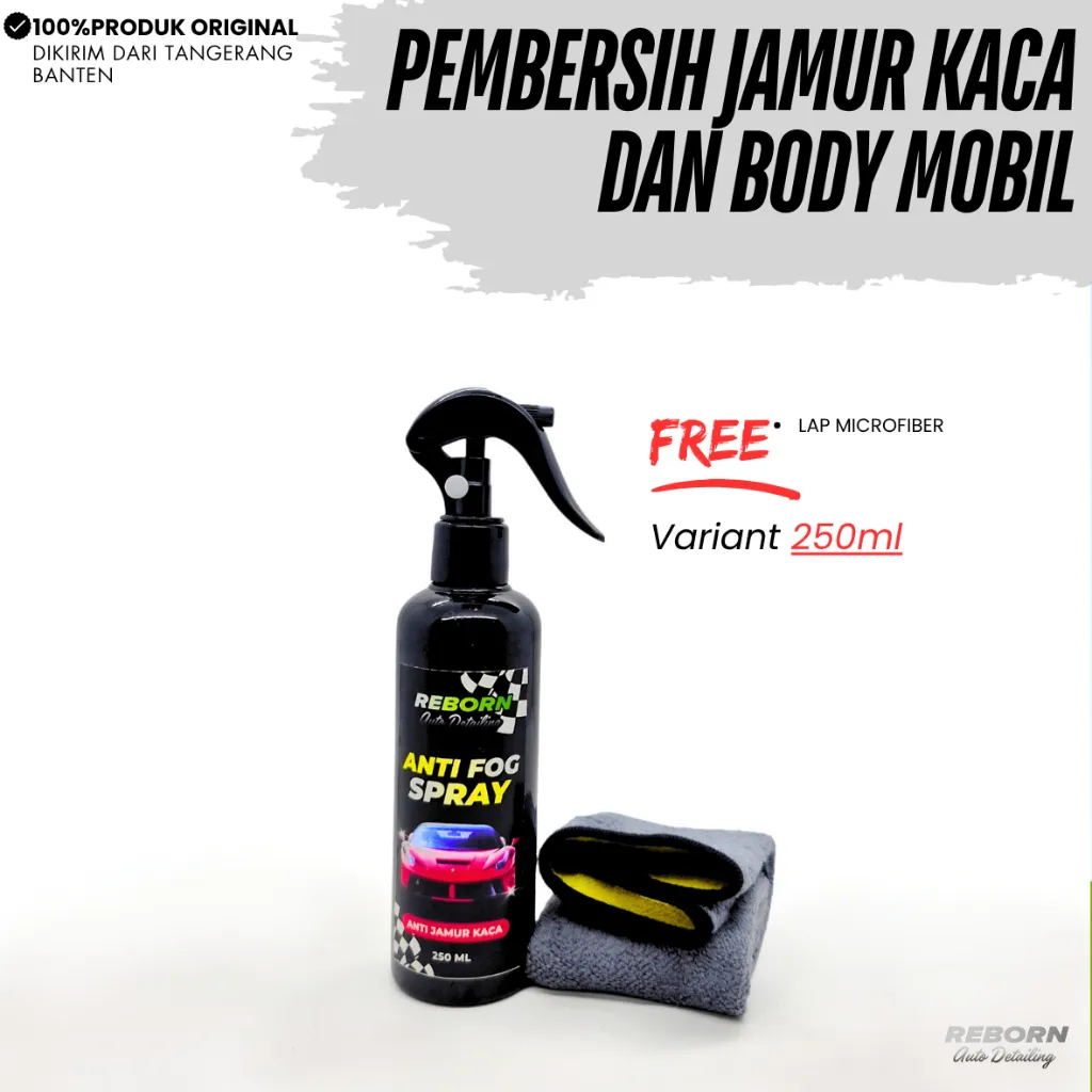 REBORN - Penghilang Jamur Kaca Glass Cleaner Anti Jamur Kaca Free lap Microfiber 250ml
