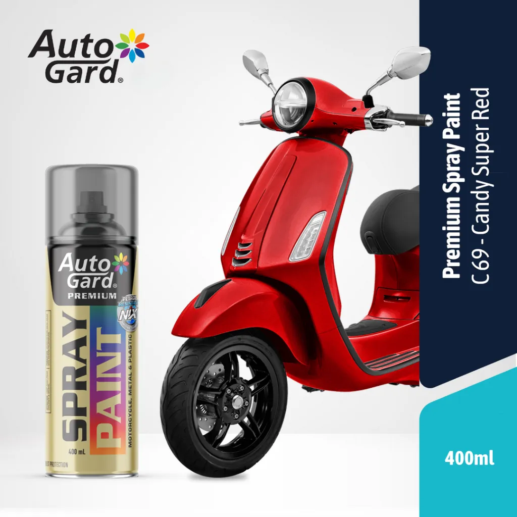 AutoGard AG-C69 Candy Super Merah Cat Semprot Premium Motor Mobil Sepeda Helm Rumah