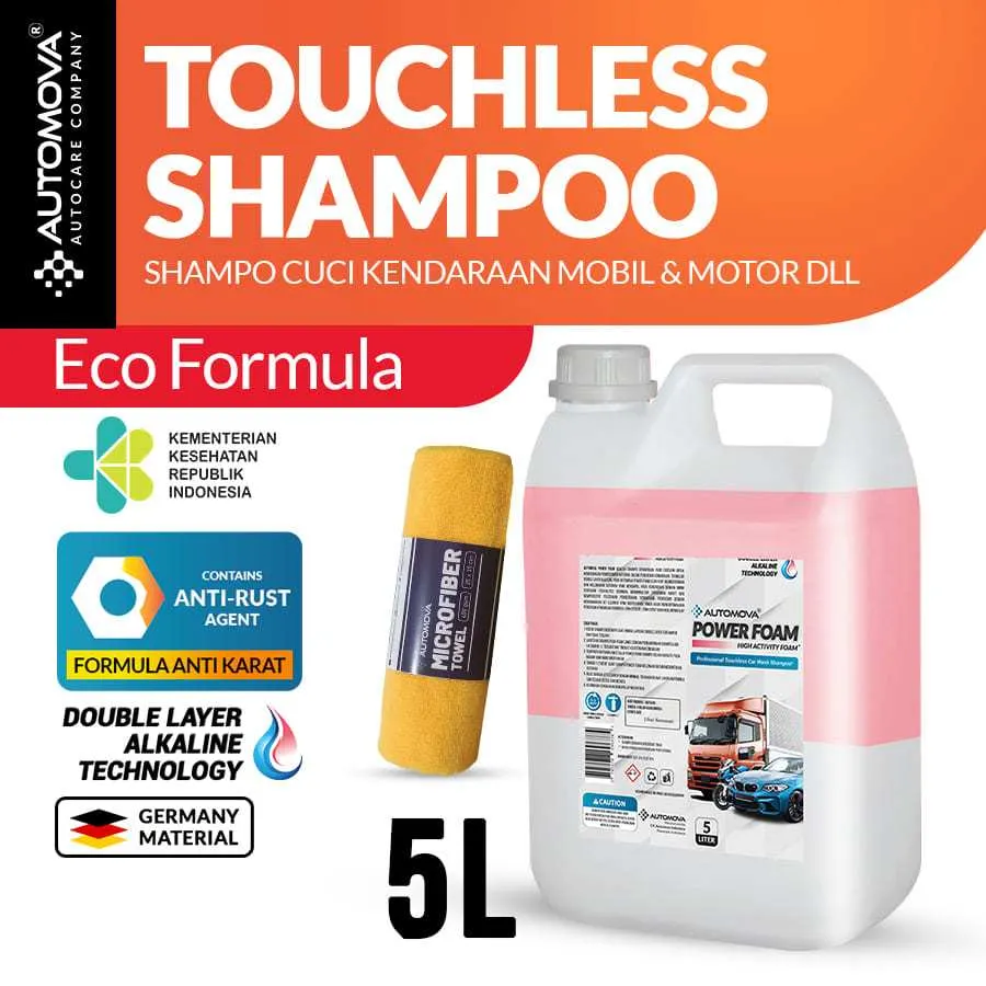 AUTOMOVA - Shampo Touchless Asli (5 Liter) Cuci Tanpa Sentuh Power Foam Double Layer / PFL 5L + LAP