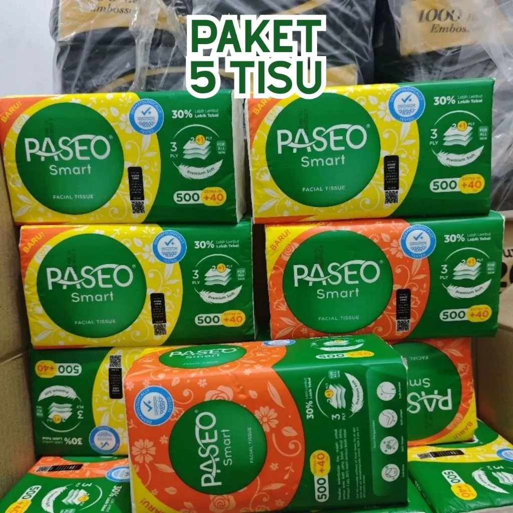 Tisu Paseo 540 Sheet 3 Ply Facial Tissue 5 PACKS
