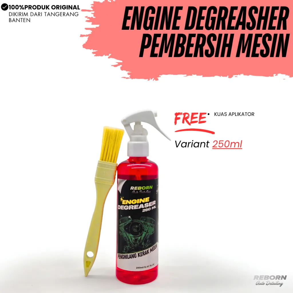 REBORN - Engine Degreaser Merah - Pembersih Kerak Mesin & Kuas Gratis Original 250ml