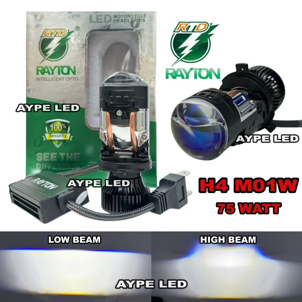 Mini Projector H4 M01W Rayton Bluelens Dual Fan System 75 Watt High Beam Selenoid
