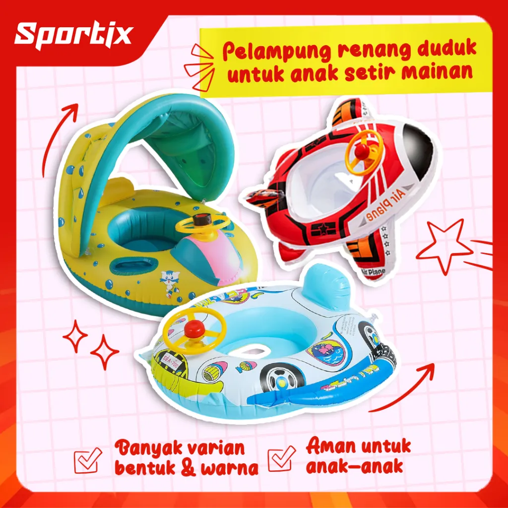 Sportix - Pelampung Renang Duduk Bayi Perahu Setir - Baby Swim Trainer - Ring Safety Baby Boat