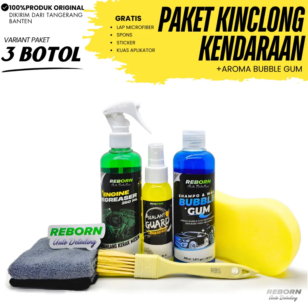 REBORN - Paket Kinclong 3 BOTOL Engine Degreaser Shampo Pengkilap Full Body Perawatan Kendaraan