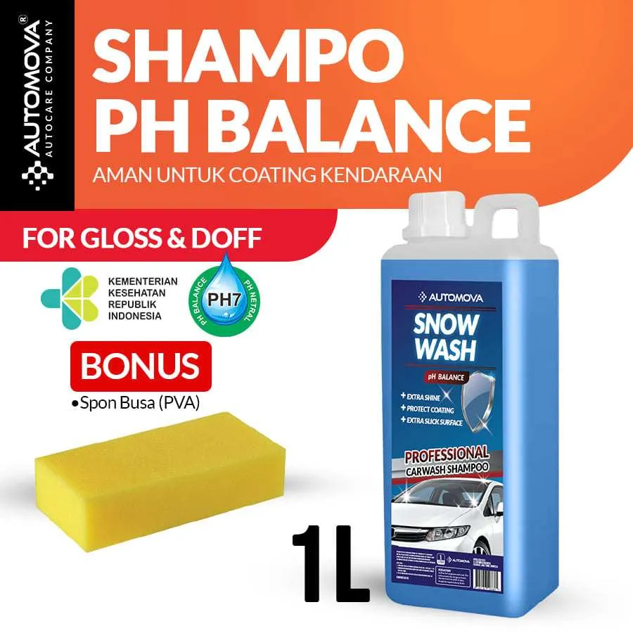 AUTOMOVA - Shampoo Snow Wash (1 Liter) PH Balanced Shampo Mobil Shampo Motor