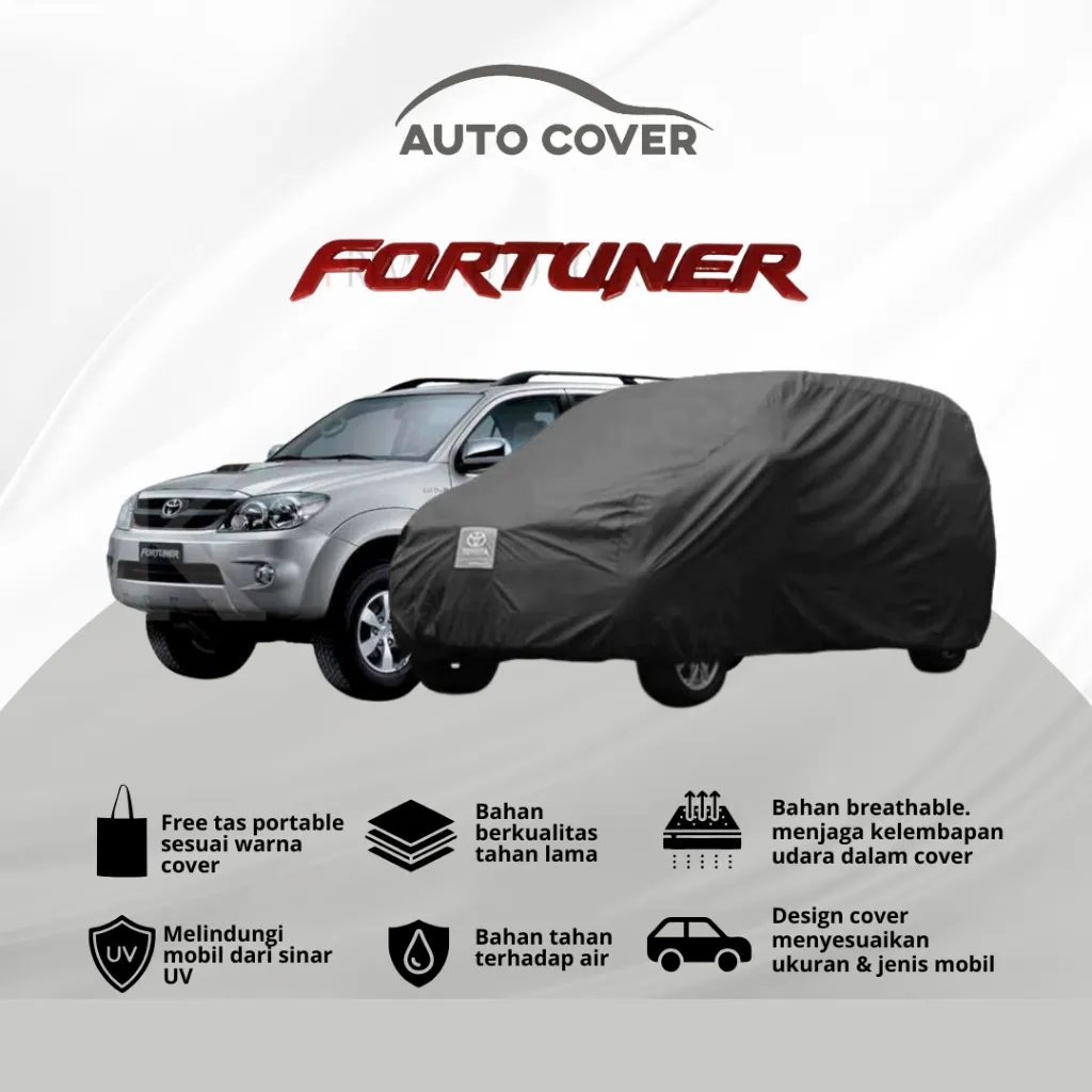 Autocover Cover Mobil Fortuner Body Car  Premium Rocky Superior Semi Outdoor Extreme Full Outdoor Polos Strip 1 2 Mantel Sarung Selimut Tutup Penutup Jas Hujan  Body Mobil Car Waterproof