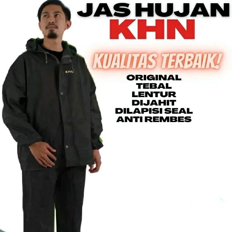 Jas hujan KHN setelan Pria dan wanita anti Rembes Kualitas Premium