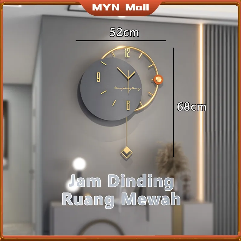 MYN Mall Jam Dinding Ruang Mewah - Mode Bisu Untuk Ruang Tamu KEMASAN AMAN