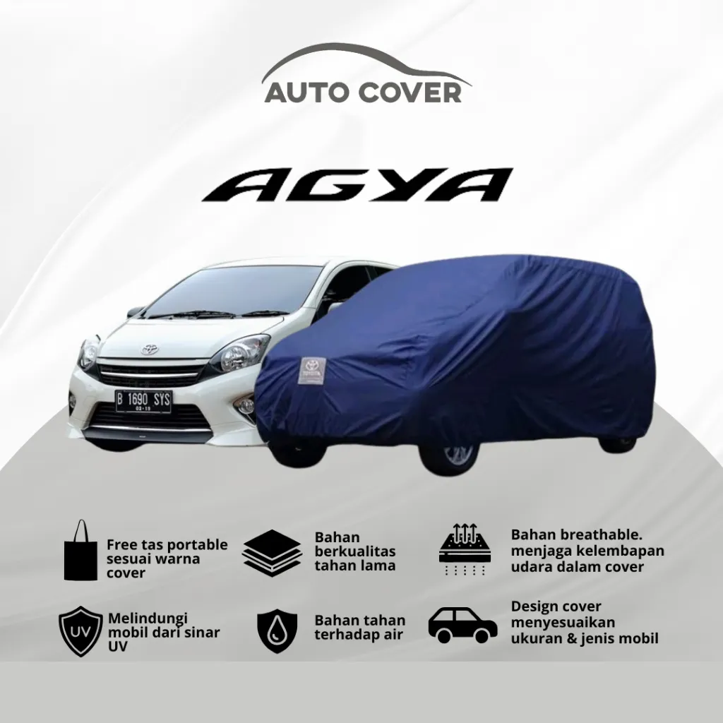 Autocover Cover Mobil  Body Car Toyota Agya  Premium Rocky Superior Semi Outdoor Extreme Full Outdoor Polos Strip 1 2 Mantel Sarung Selimut Tutup Penutup Jas Hujan  Body Mobil Car Waterproof