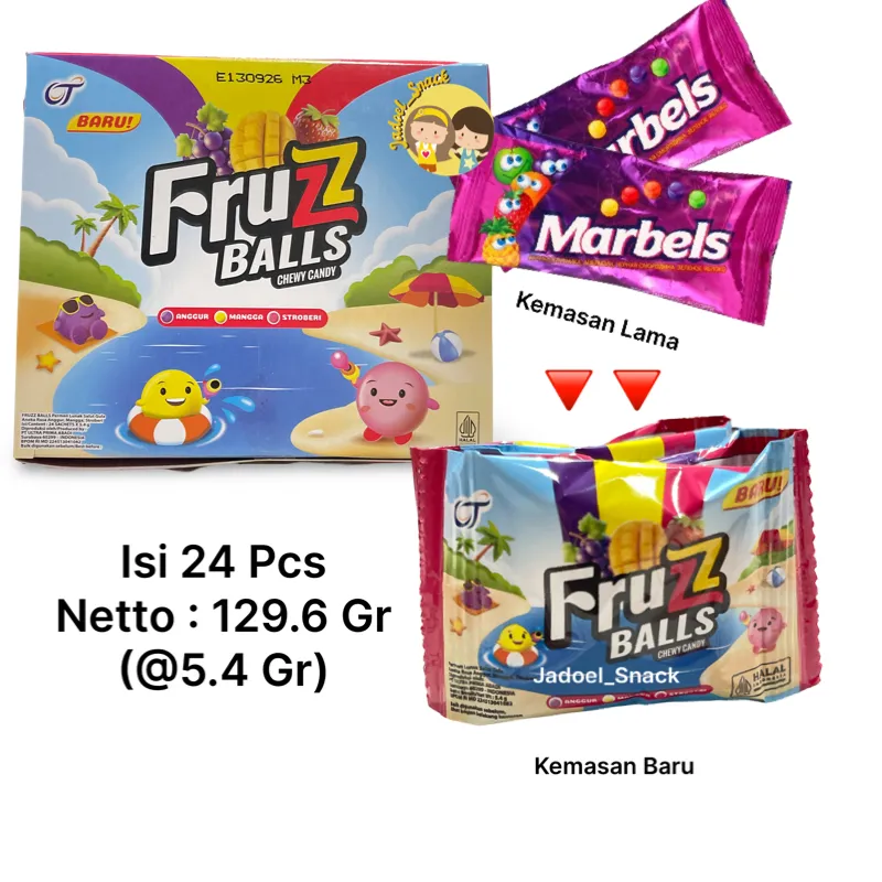 [Grosir] Permen Fruzz Balls Marbels 24x5.4g – Rasa Buah
