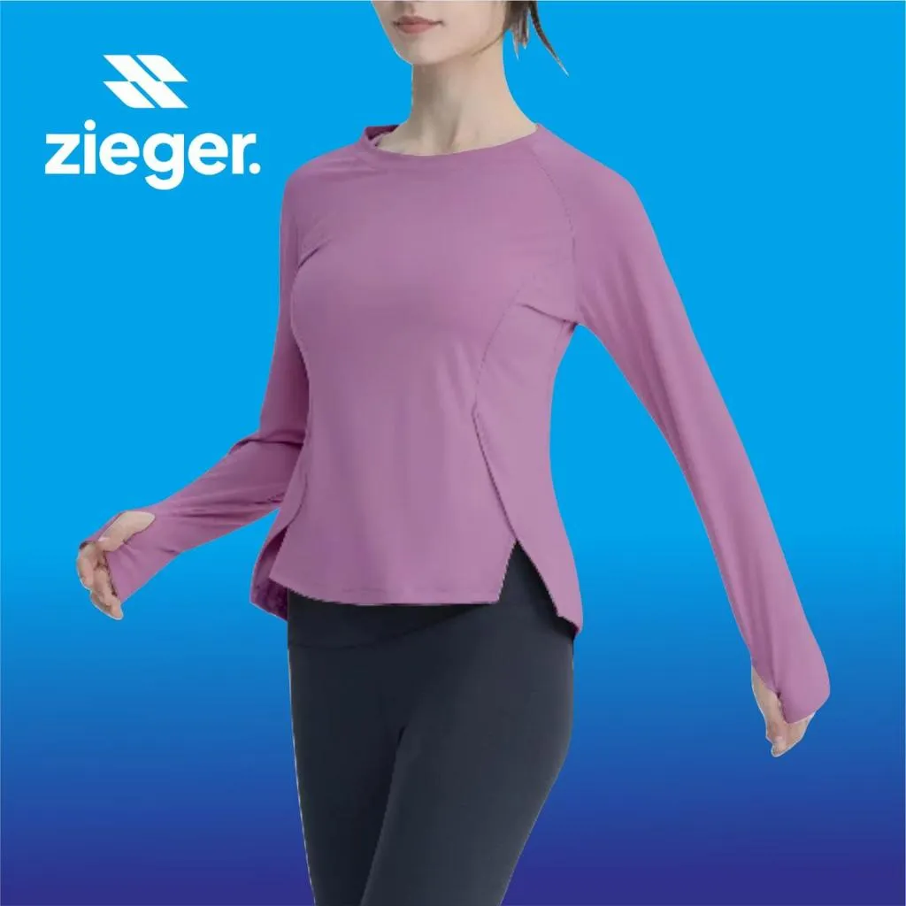 ZIEGER Baju Olahraga Wanita Kaos Lengan PAnjang T-Shirt Yoga Oversize Polos Dewasa Sport (T023)