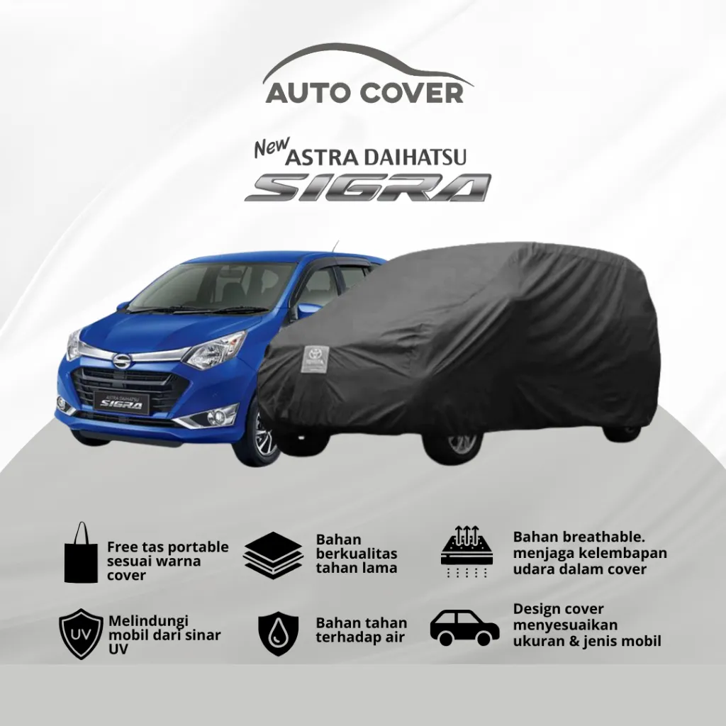 Autocover Cover Mobil  Body Car Daihatsu Sigra R AT  Premium Rocky Superior Semi Outdoor Extreme Full Outdoor Polos Strip 1 2 Mantel Sarung Selimut Tutup Penutup Jas Hujan  Body Mobil Car Waterproof