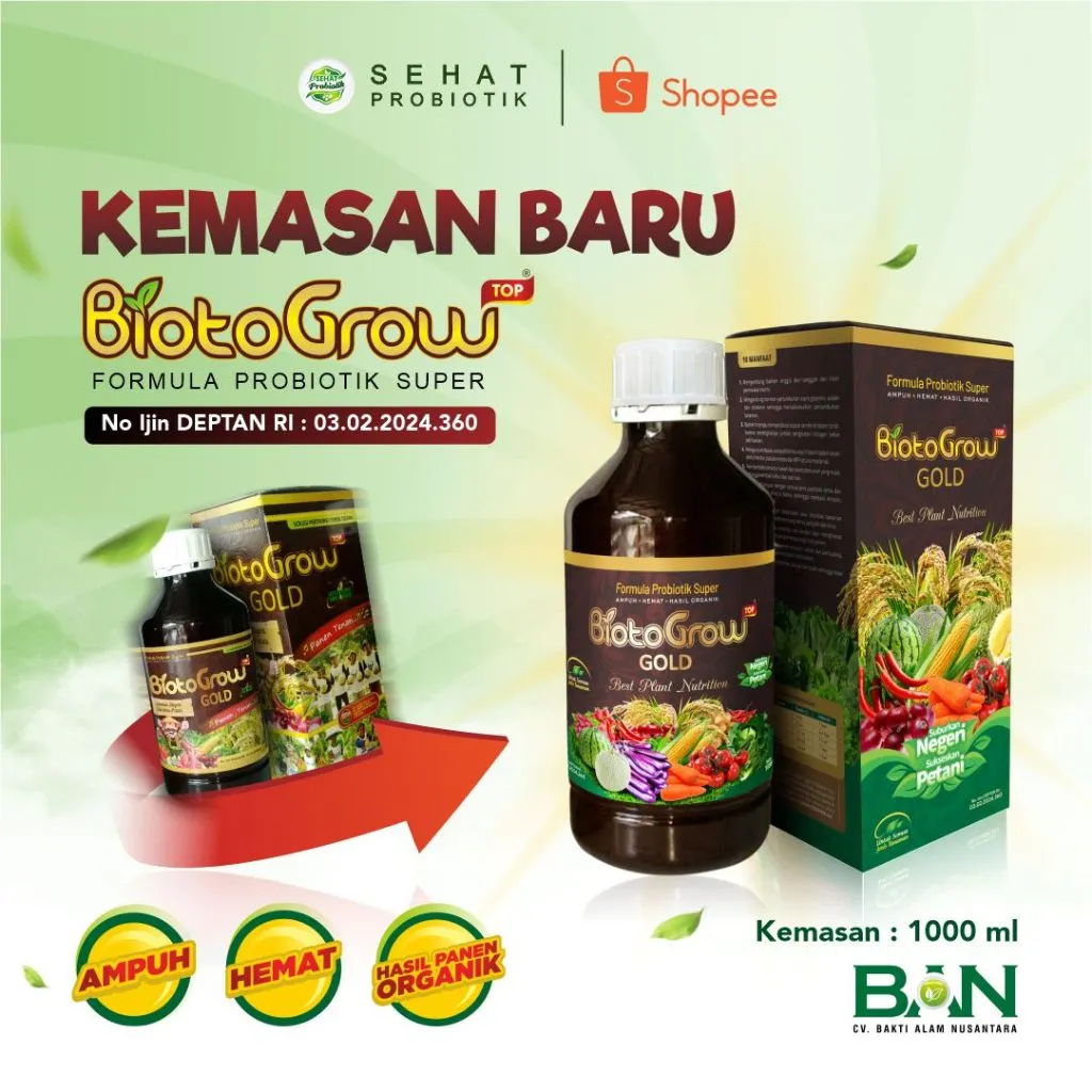 BiotoGROW Pupuk Probiotik Organik Multiguna dengan Plus 8++Bakteri Komplek ( 1 Liter )