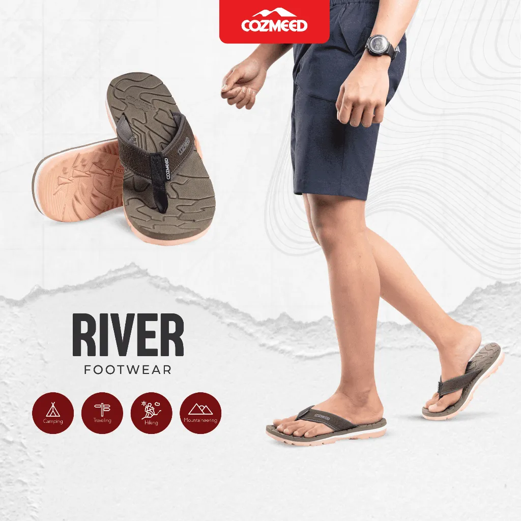 Cozmeed Sandal Jepit Gunung Outdoor Pria Wanita Anti Selip Quick Dry River Green