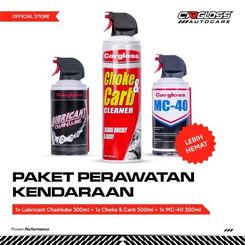 Paket Perawatan Motor Chain Lube 300 ML, MC-40 300 ML dan Choke And Carb 500 ML - Cargloss
